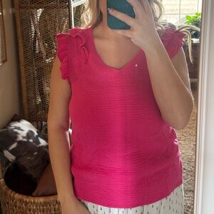 BiBi Fuchsia Ruffle Sleeve Blouse